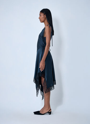 Acne Studios Satin Lace Midi Dress Blue acn0262005