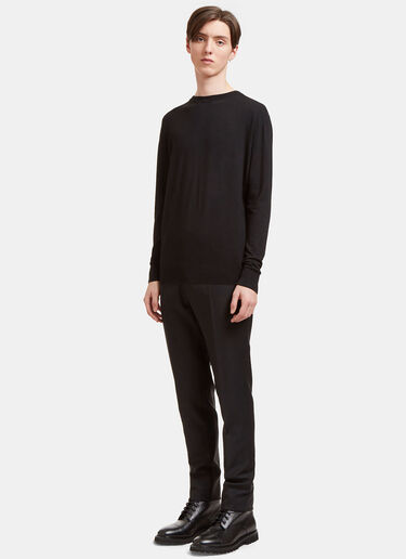 Silk and Cashmere-Blend Crewneck Sweater Aiezen Silk and Cashmere-Blend Crewneck Sweater Black aie0118011