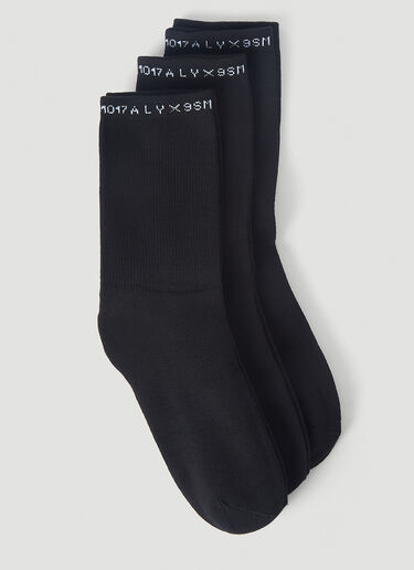 3 Pack Logo-Trimmed Socks 1017 ALYX 9SM 3 Pack Logo-Trimmed Socks Black aly0345011