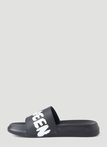 엠보싱 로고 프린트 슬라이드 Alexander McQueen 엠보싱 로고 프린트 슬라이드 블랙 amq0147041