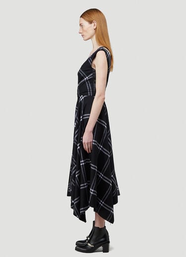Asymmetric Checked Dress Alexander McQueen Asymmetric Checked Dress Black amq0242003