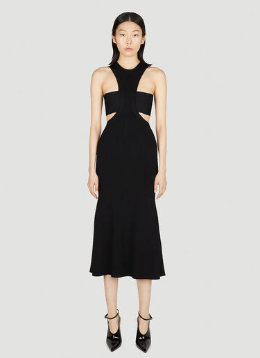 Alexander McQueen 슬래시드 하네스 미디 드레스 Black amq0251054