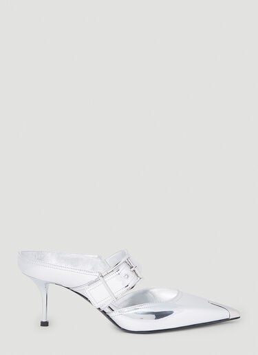 Alexander McQueen Metallic High Heel Mules Silver amq0252014
