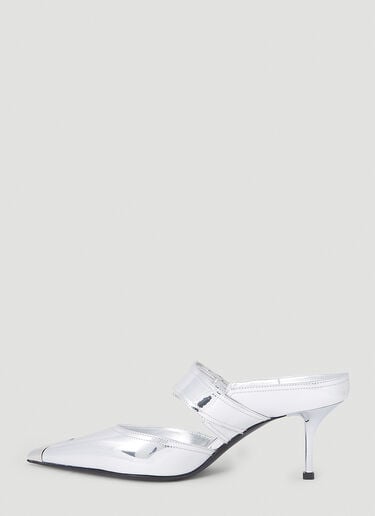Alexander McQueen Metallic High Heel Mules Silver amq0252014