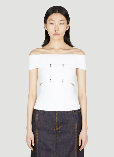 Alexander McQueen 露肩切割上衣 白色 amq0252027