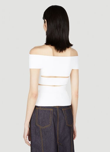 オフショルダースライストップ Alexander McQueen オフショルダースライストップ ホワイト amq0252027
