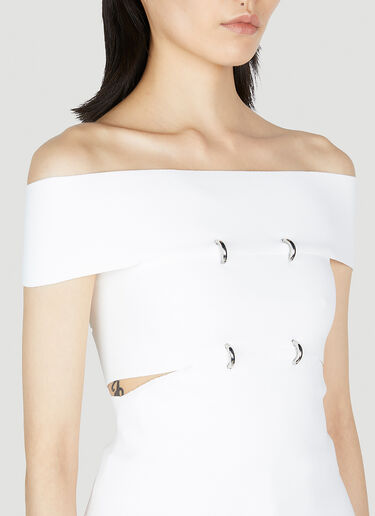 Alexander McQueen 露肩切割上衣 白色 amq0252027