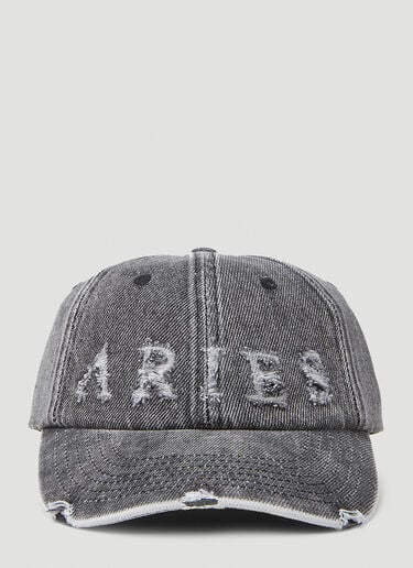 Aries 레이저 로고 디스트레스트 데님 캡 그레이 ari0252009