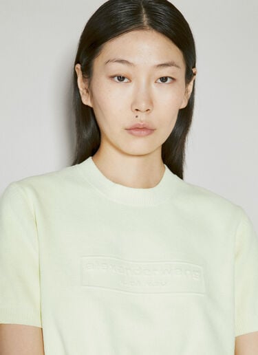 Alexander Wang 엠보싱 로고 크롭 골지 티셔츠 옐로우 awg0253062