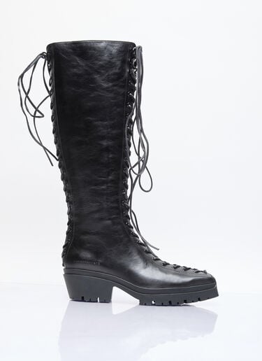 Alexander Wang 터레인 레이스업 니하이 부츠 블랙 awg0256021