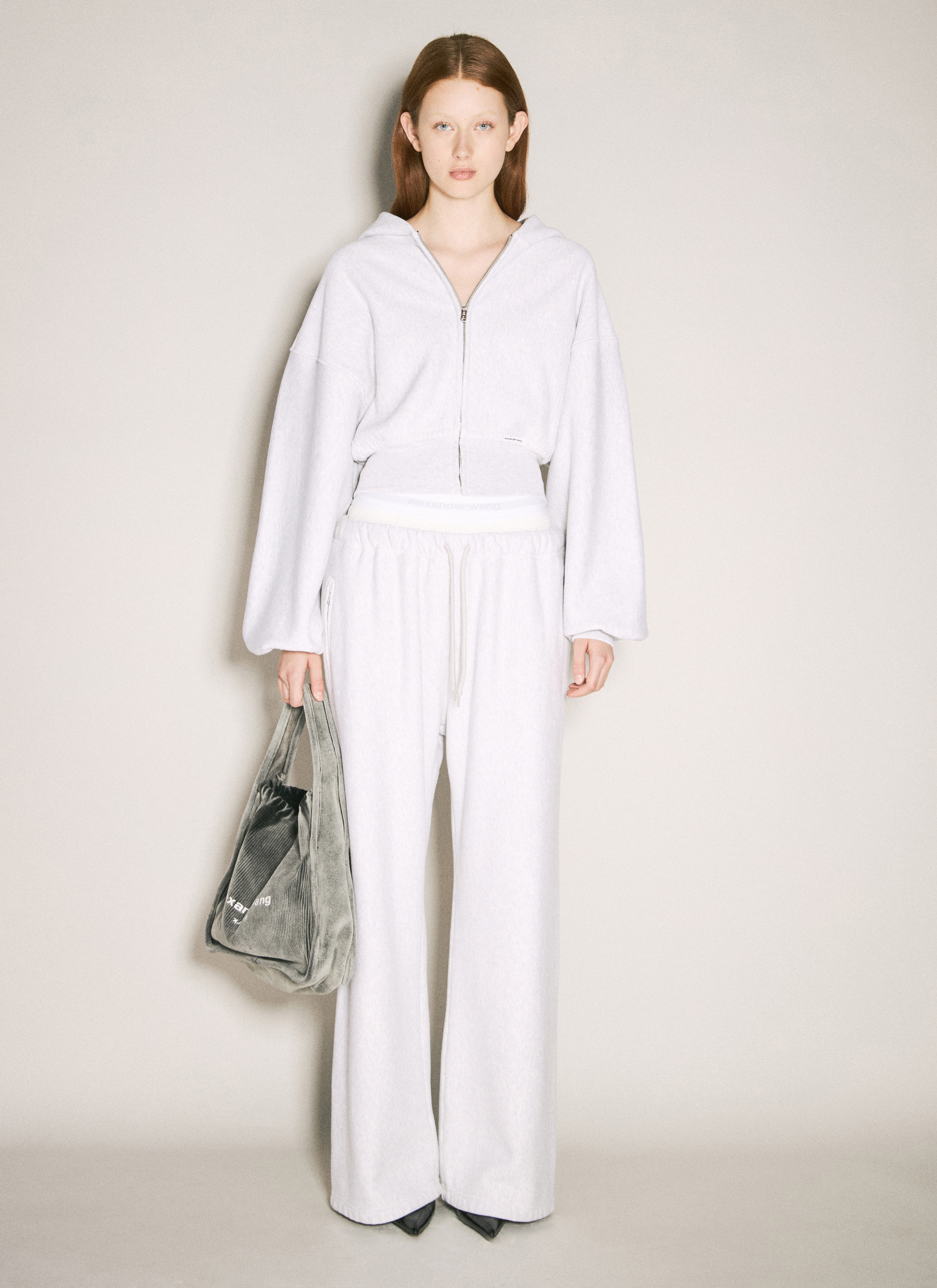 Alexander Wang Women's' Cropped Zip-Up Hooded Sweatshirt in