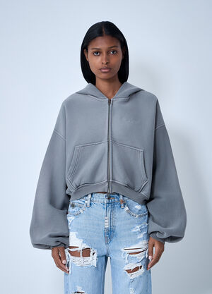 Alexander Wang Crop Zip-Up Sweateshirt Beige awg0261001