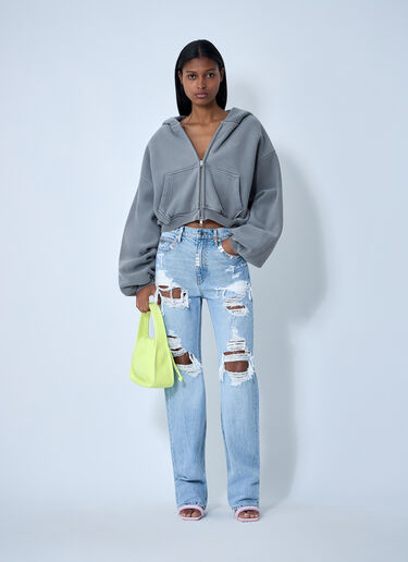 Alexander Wang Crop Zip-Up Sweateshirt Beige awg0261001