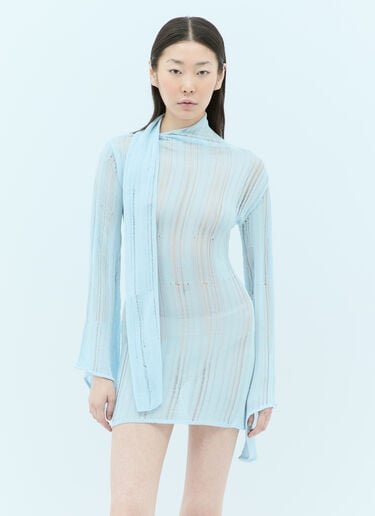 Aya Muse 리스 오픈 니트 원피스  옅은 블루 aym0255008