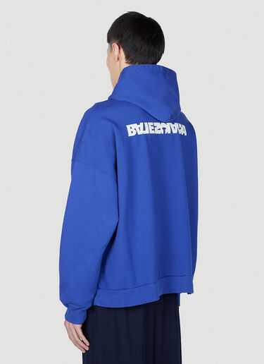 Balenciaga Logo Print Hooded Sweatshirt Blue bal0151025