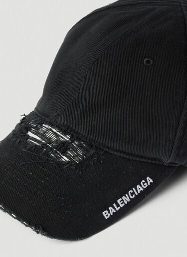 Distressed Brim Baseball Cap Balenciaga Distressed Brim Baseball Cap Black bal0153044