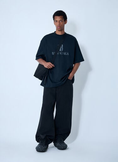 로고 모티프 티셔츠 Balenciaga 로고 모티프 티셔츠 블랙 bal0161003