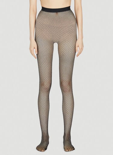 Balenciaga Crystal Embellished Mesh Tights Black bal0252035