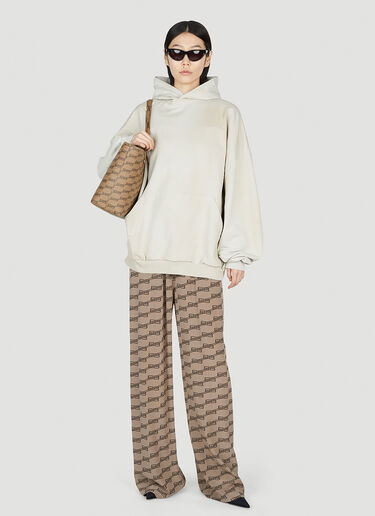 Balenciaga Logo Embroidery Hooded Sweatshirt White bal0252045