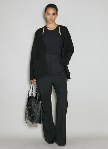 Balenciaga Logo Patch Wool Knit Cardigan Black bal0254011