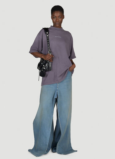Balenciaga 中等版型徽标印花T恤 紫 bal0254016