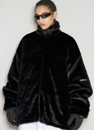 Balenciaga Faux-Fur Zip-Up Jacket Black bal0255101
