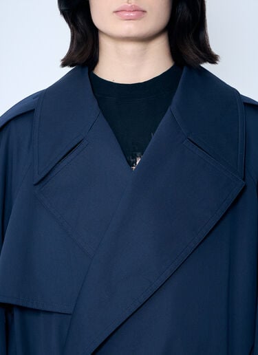 Balenciaga Cropped Distressed Hem Trench Coat Blue bal0259004