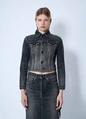 Balenciaga Lace-Up Denim Jacket Dark Grey bal0260002