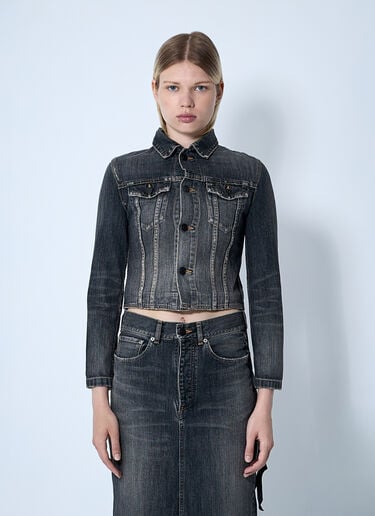 Lace-Up Denim Jacket Balenciaga Lace-Up Denim Jacket Dark Grey bal0260002