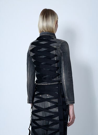 Lace-Up Denim Jacket Balenciaga Lace-Up Denim Jacket Dark Grey bal0260002