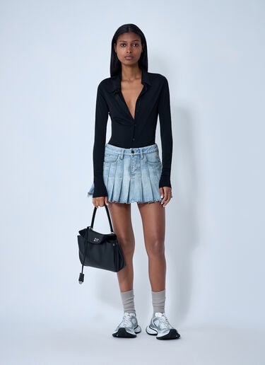 Balenciaga Pleated Denim Mini Skirt Light Blue bal0261006