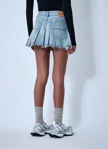 Balenciaga Pleated Denim Mini Skirt Light Blue bal0261006