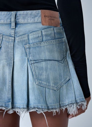 Balenciaga Pleated Denim Mini Skirt Light Blue bal0261006