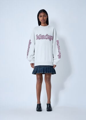 Balenciaga Logo Motif Sweatshirt Dress White bal0261010