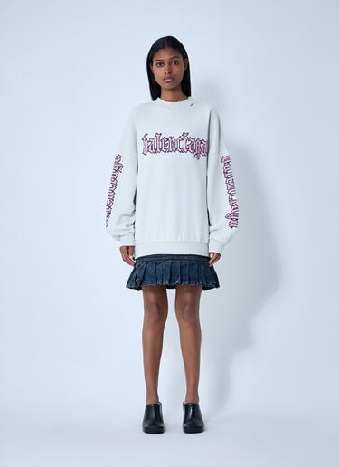 Balenciaga Logo Motif Sweatshirt Dress White bal0261010