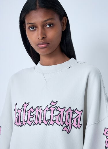 Balenciaga Logo Motif Sweatshirt Dress White bal0261010