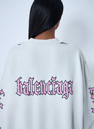 Balenciaga Logo Motif Sweatshirt Dress White bal0261010