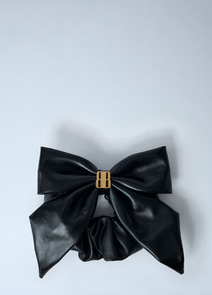 Balenciaga Leather Logo Hardware Scrunchie Black bal0261047