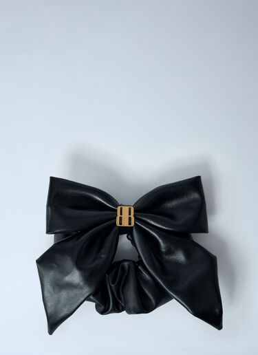 Balenciaga Leather Logo Hardware Scrunchie Black bal0261047