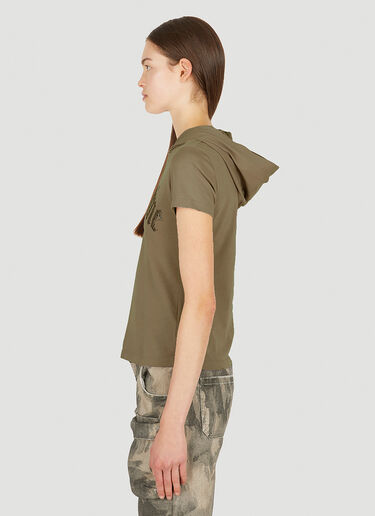 Crystal Logo Hooded T-Shirt Blumarine Crystal Logo Hooded T-Shirt Khaki blm0252009
