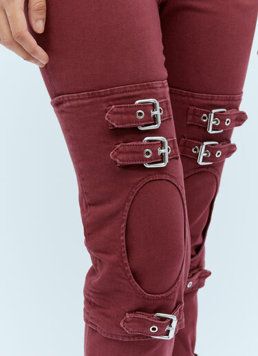 Buckle Embellished Flared Pants Blumarine Buckle Embellished Flared Pants Burgundy blm0254003