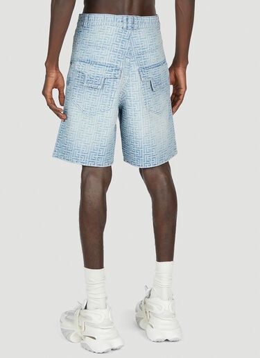 Monogram Denim Shorts Balmain Monogram Denim Shorts Light Blue bln0152006