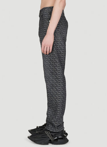 Balmain Jacquard Monogram Denim Jeans Black bln0153008