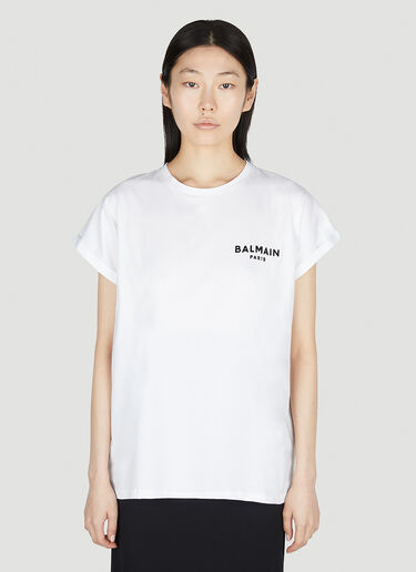 Balmain 植绒徽标 T 恤 白色 bln0252009