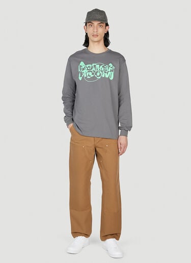 Logo Print Long Sleeve T-Shirt Boiler Room x P.A.M. Logo Print Long Sleeve T-Shirt Grey bor0350006