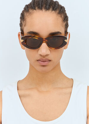 Bottega Veneta Mitre Oval Sunglasses Brown bos0257001