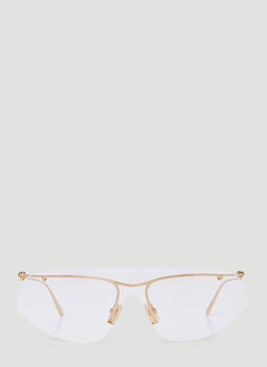 Bottega Veneta 打结设计面罩式太阳镜 金色 bos0354002