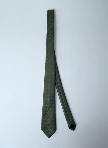 Bottega Veneta Braided Leather Tie Green bov0159023