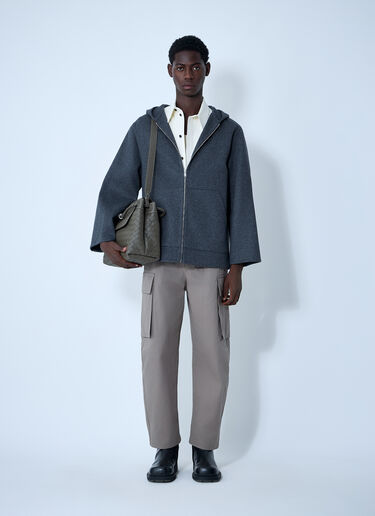 Bottega Veneta Double Face Wool Hooded Jacket Charcoal bov0161002