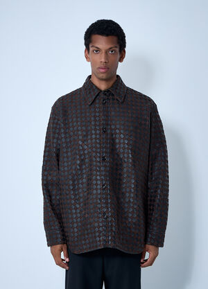 Bottega Veneta Intrecciato Leather And Suede Shirt Brown bov0161007